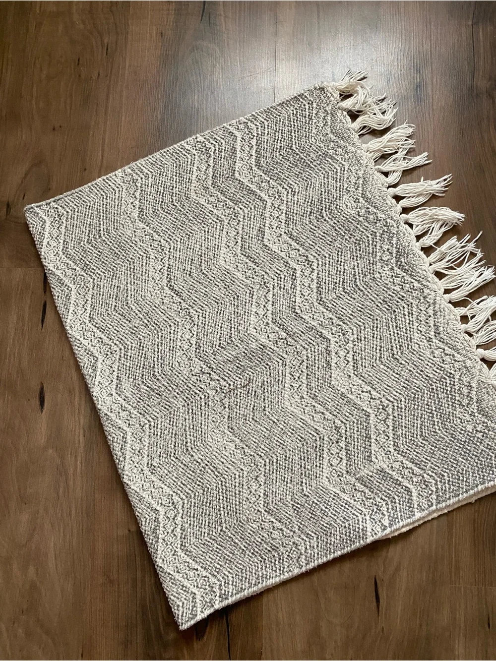 Neutral Fringe Cotton Mat - Soft Cream Rug